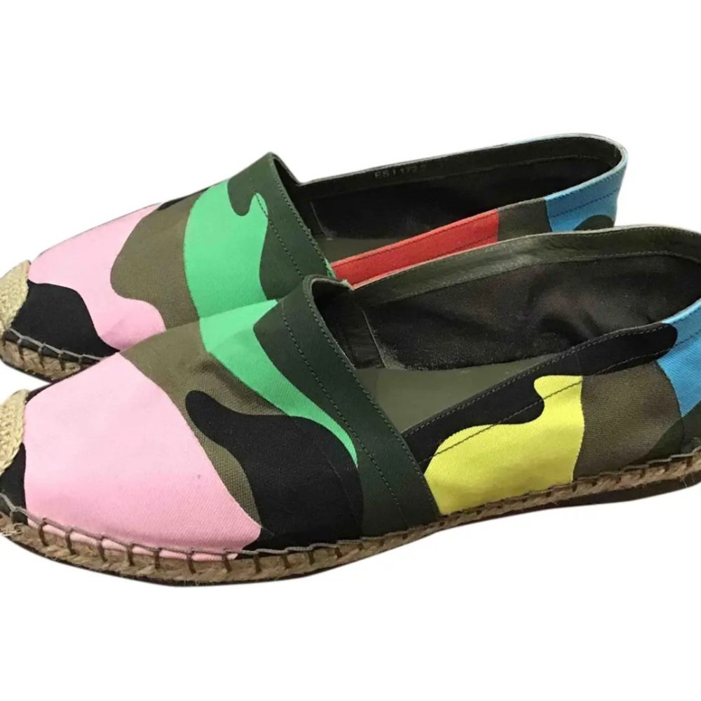 Valentino Garavani Pink and Green Espadrilles with Abstract Design